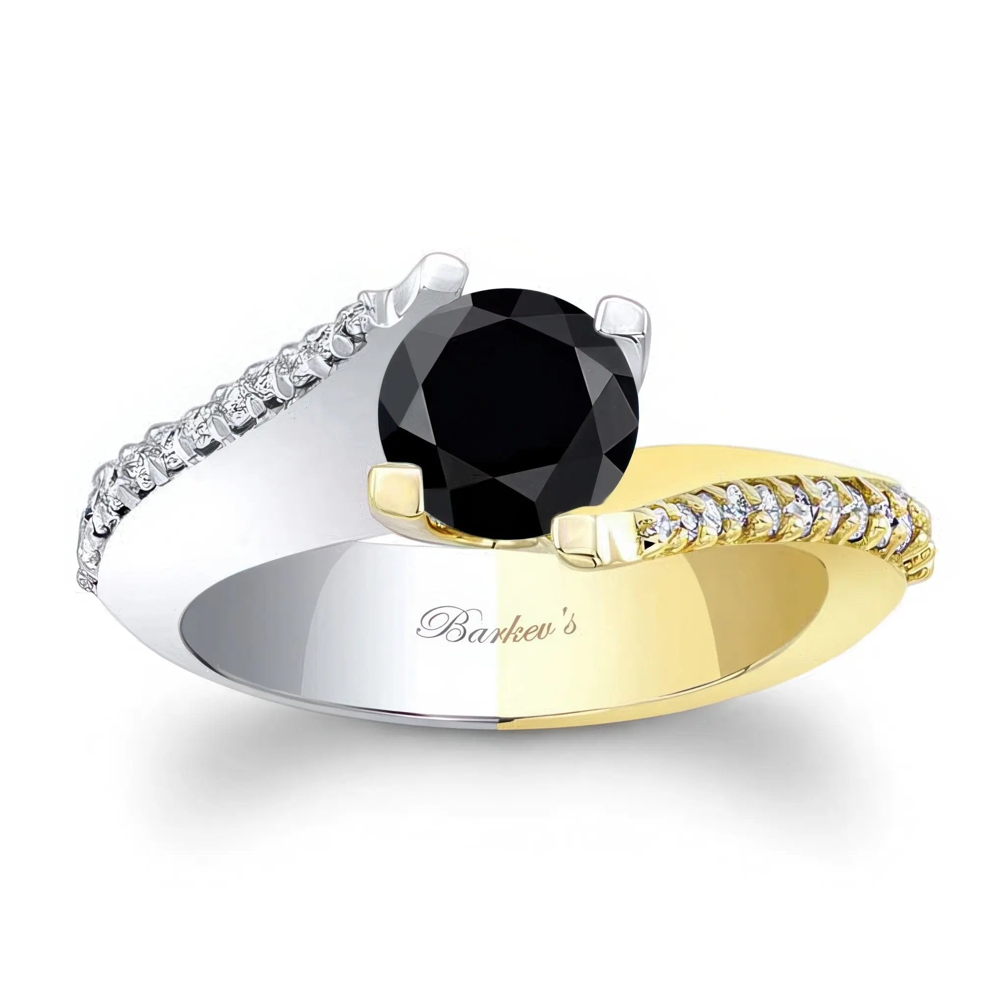 Classic Round Black And White Diamond Engagement Ring