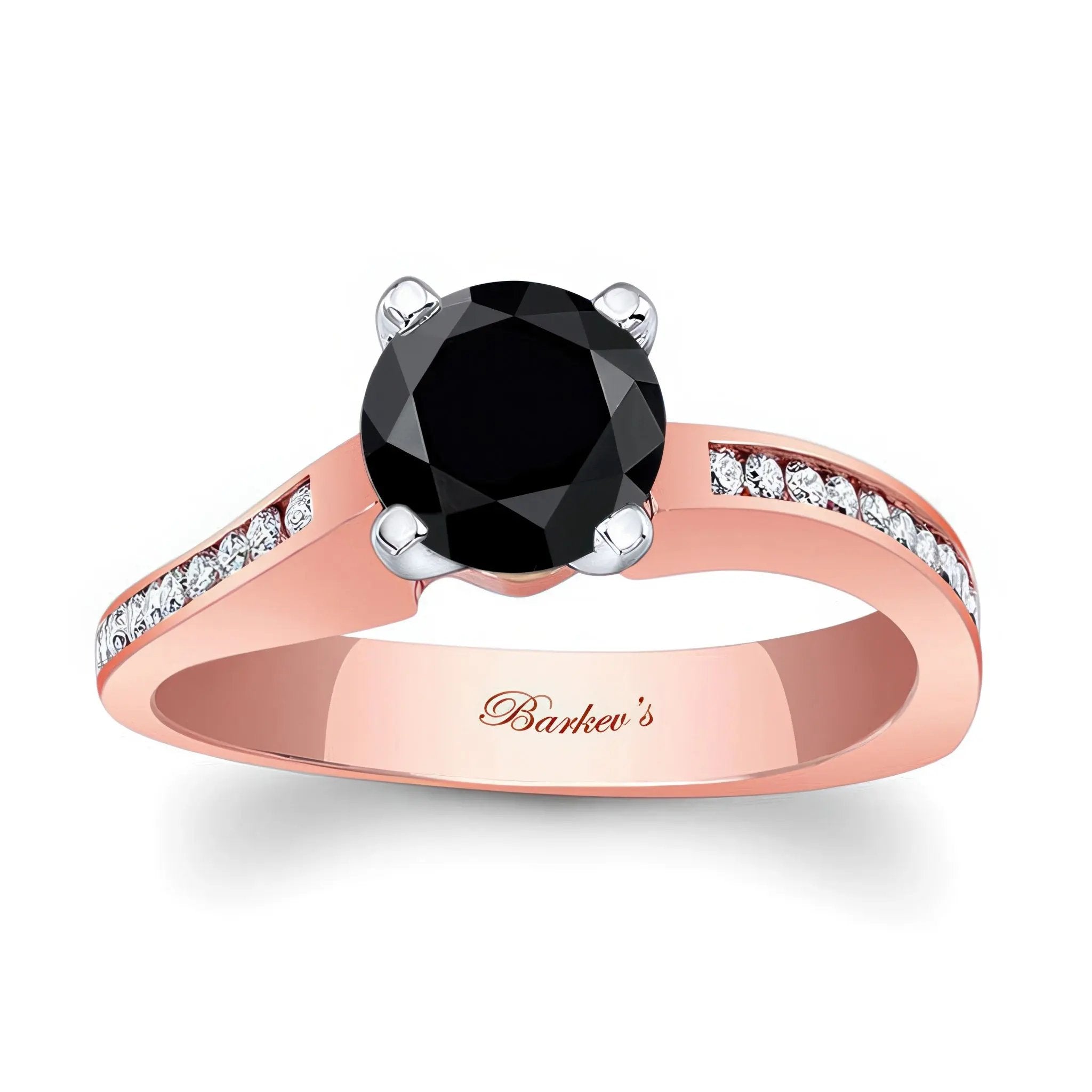 Channel Set Round Black And White Diamond Ring