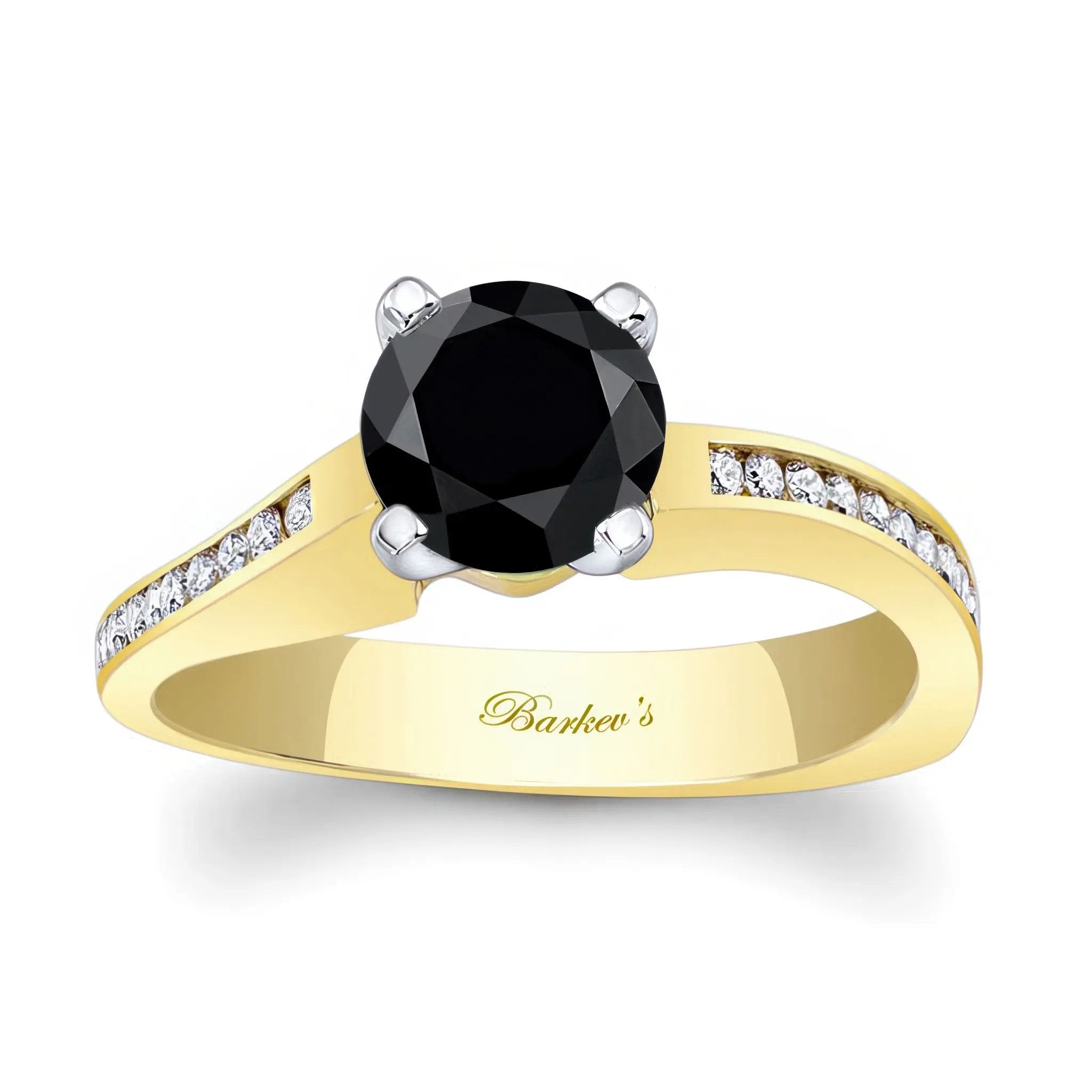 Channel Set Round Black And White Diamond Ring