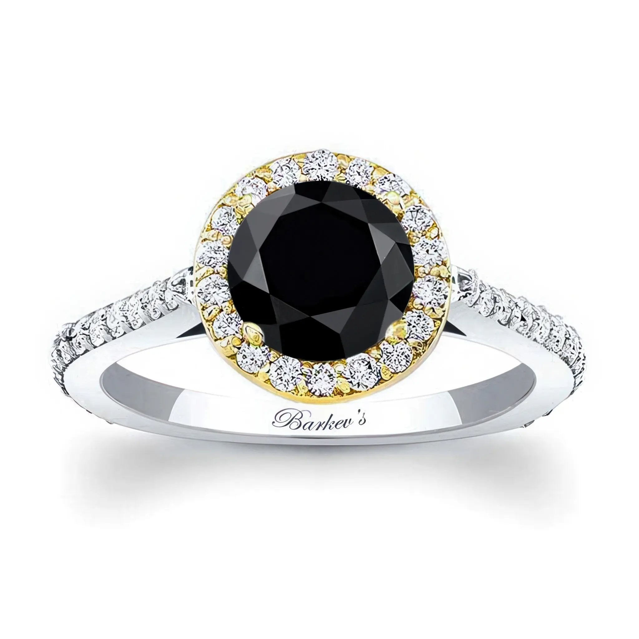1 carat Halo Black And White Diamond Engagement Ring