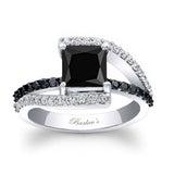 Split Shank Princess Cut Black Diamond Ring