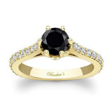 Flower Black And White Diamond Ring