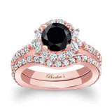 Unique Halo Black And White Diamond Bridal Set