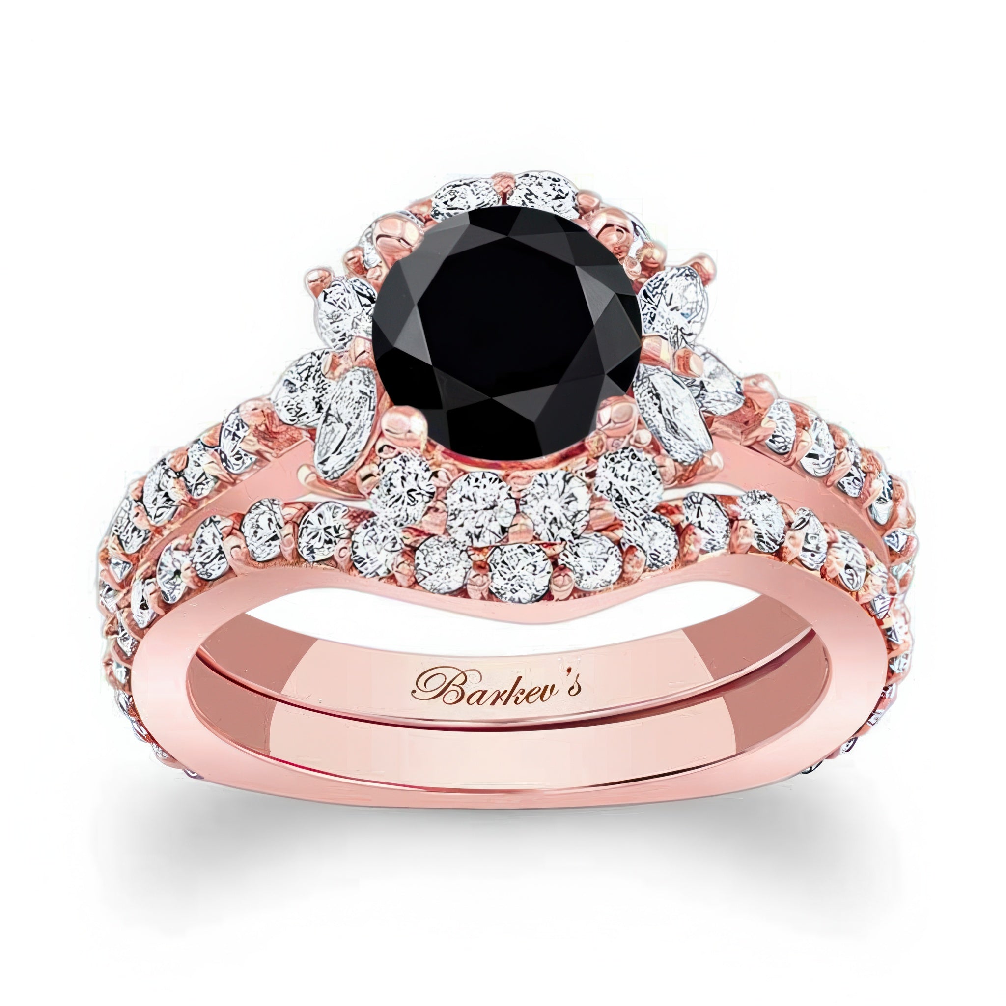 Unique Halo Black And White Diamond Bridal Set