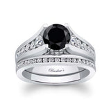 Classic Black And White Diamond Channel Bridal Set