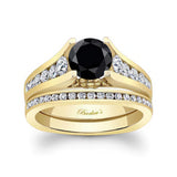 Classic Black And White Diamond Channel Bridal Set