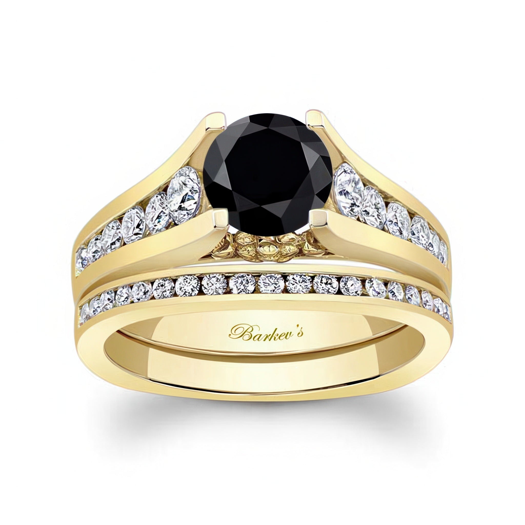 Classic Black And White Diamond Channel Bridal Set