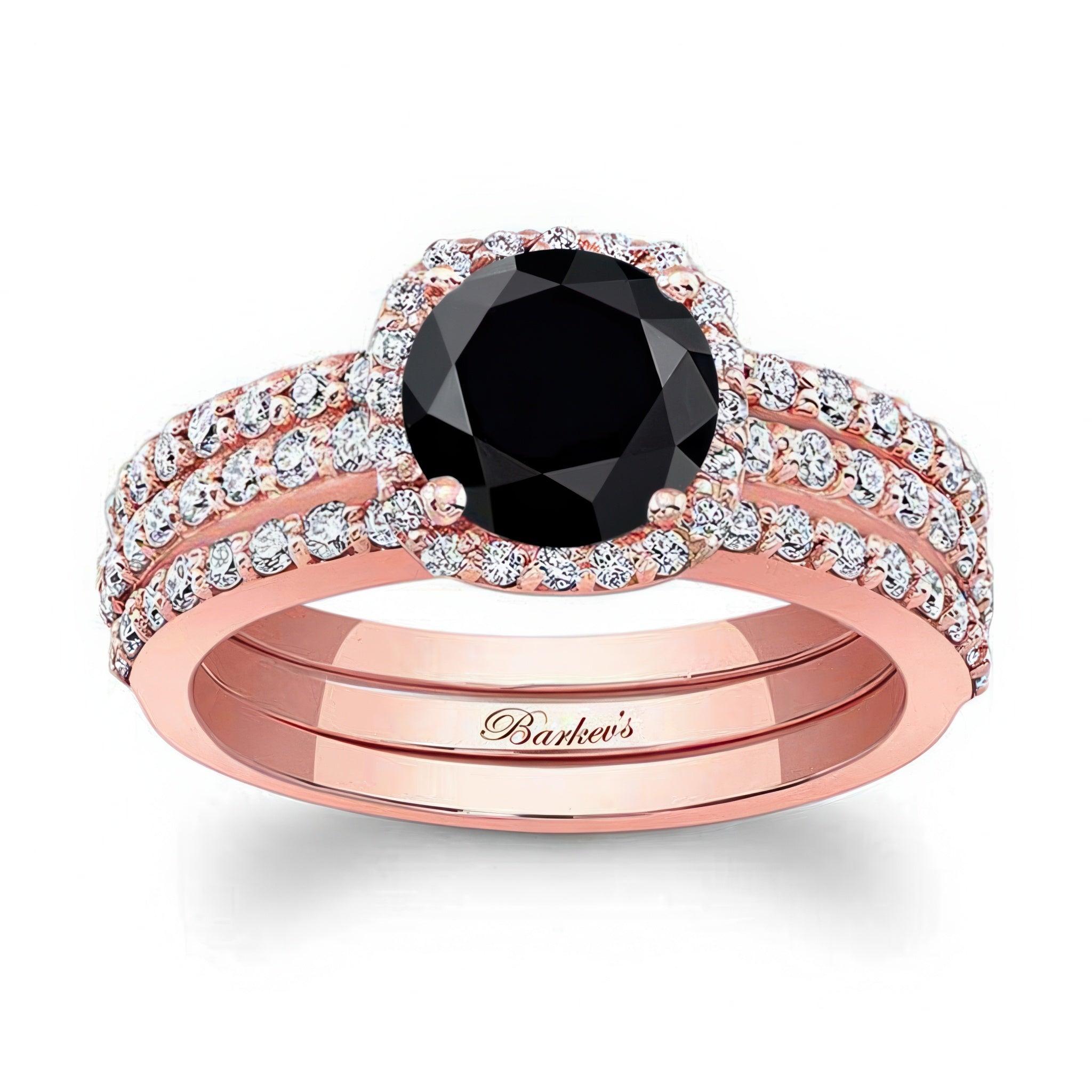 Halo Black And White Diamond Wedding Set