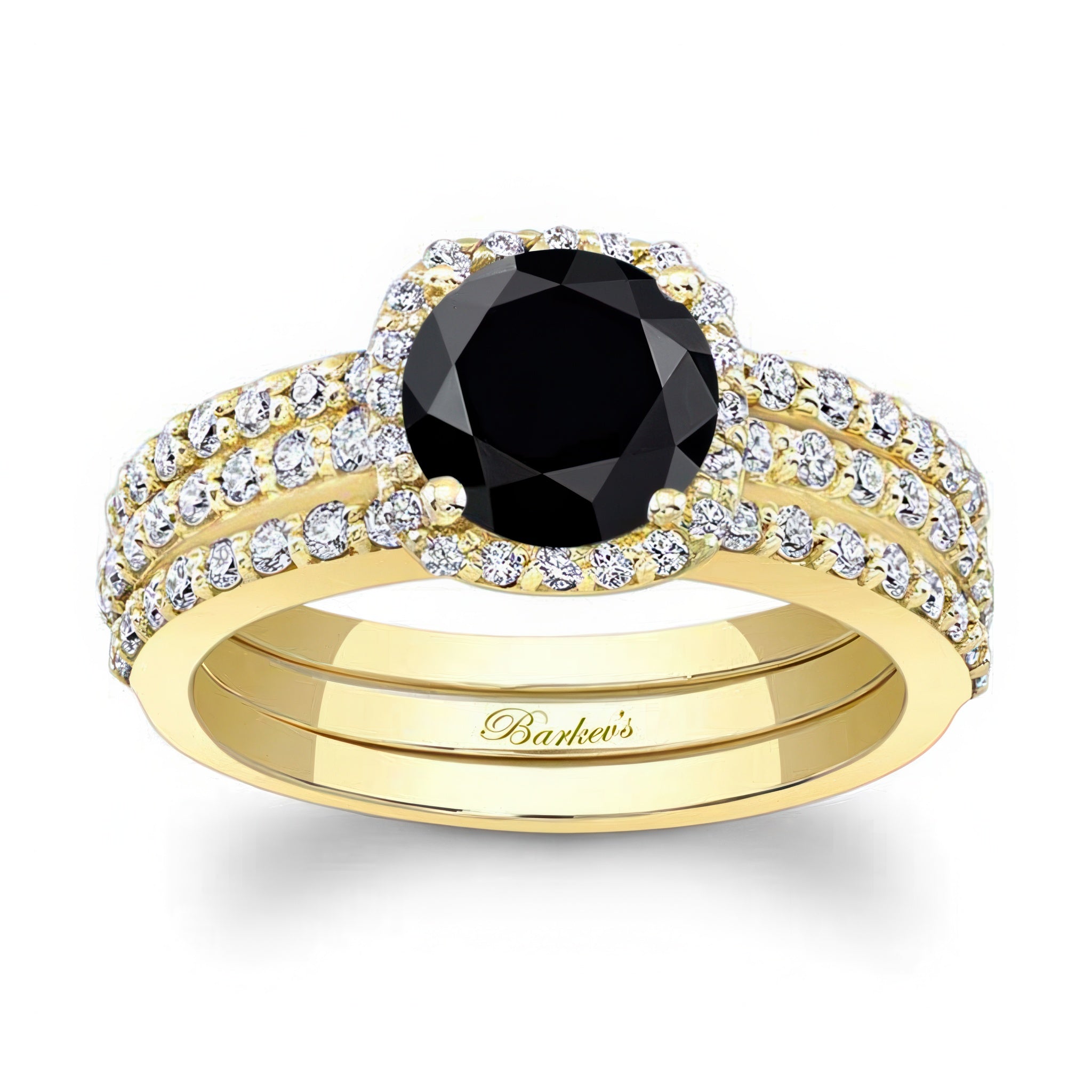 Halo Black And White Diamond Wedding Set