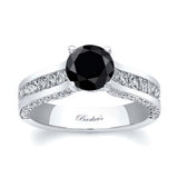Round And Princess Cut Black And White Diamond Ring