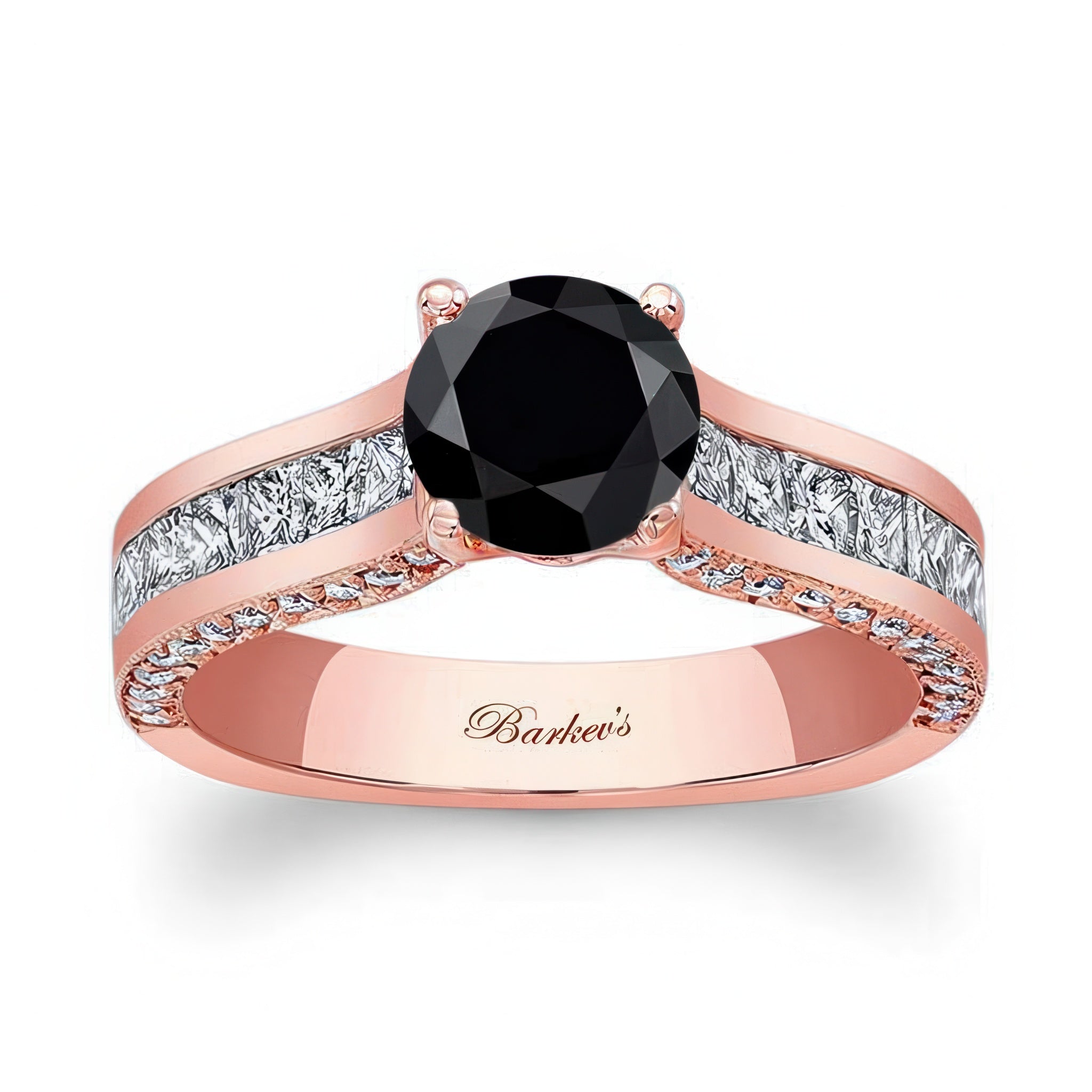 Round And Princess Cut Black And White Diamond Ring