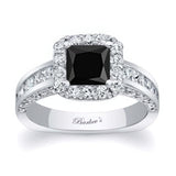 Princess Cut Halo Black And White Diamond Ring