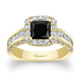Princess Cut Halo Black And White Diamond Ring