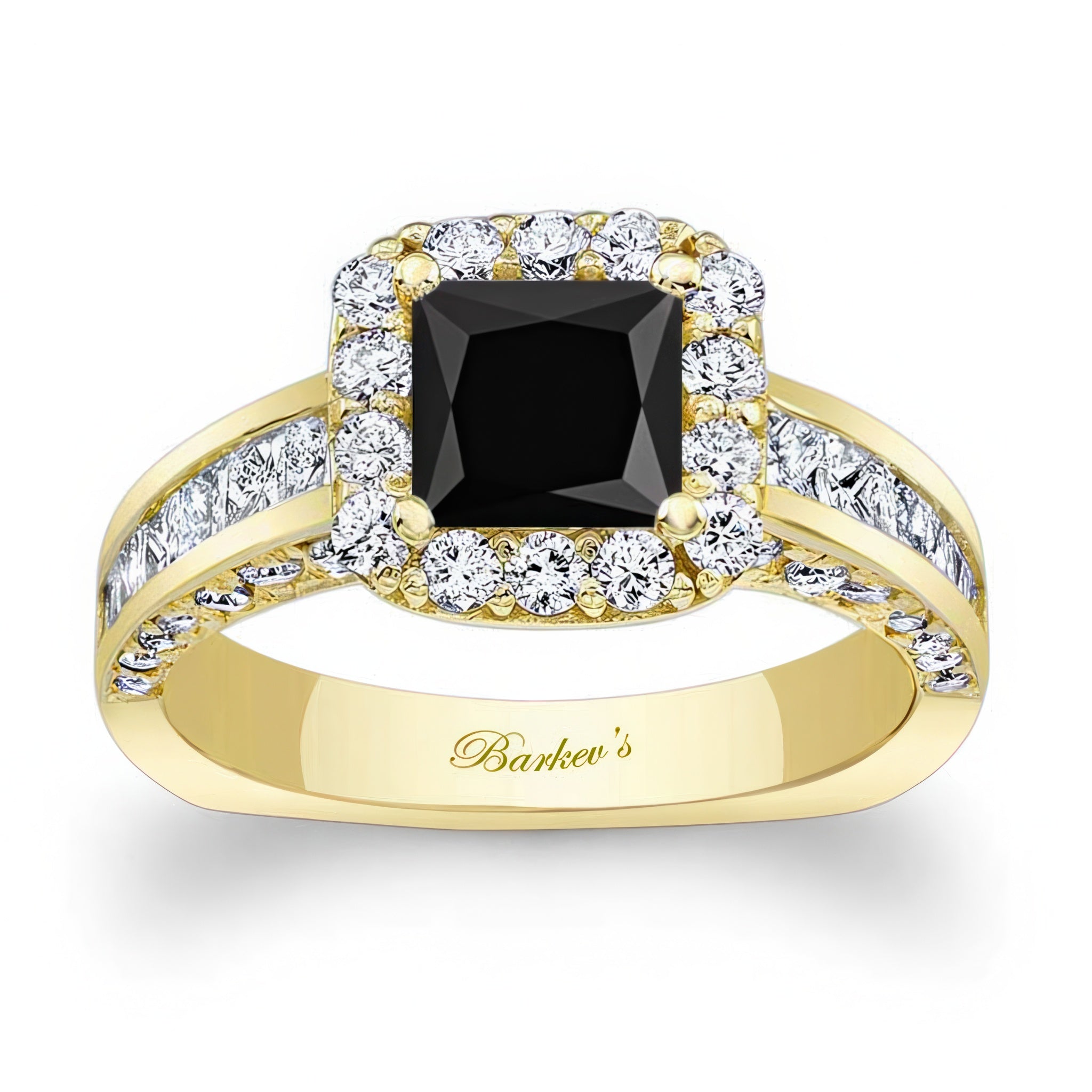 Princess Cut Halo Black And White Diamond Ring