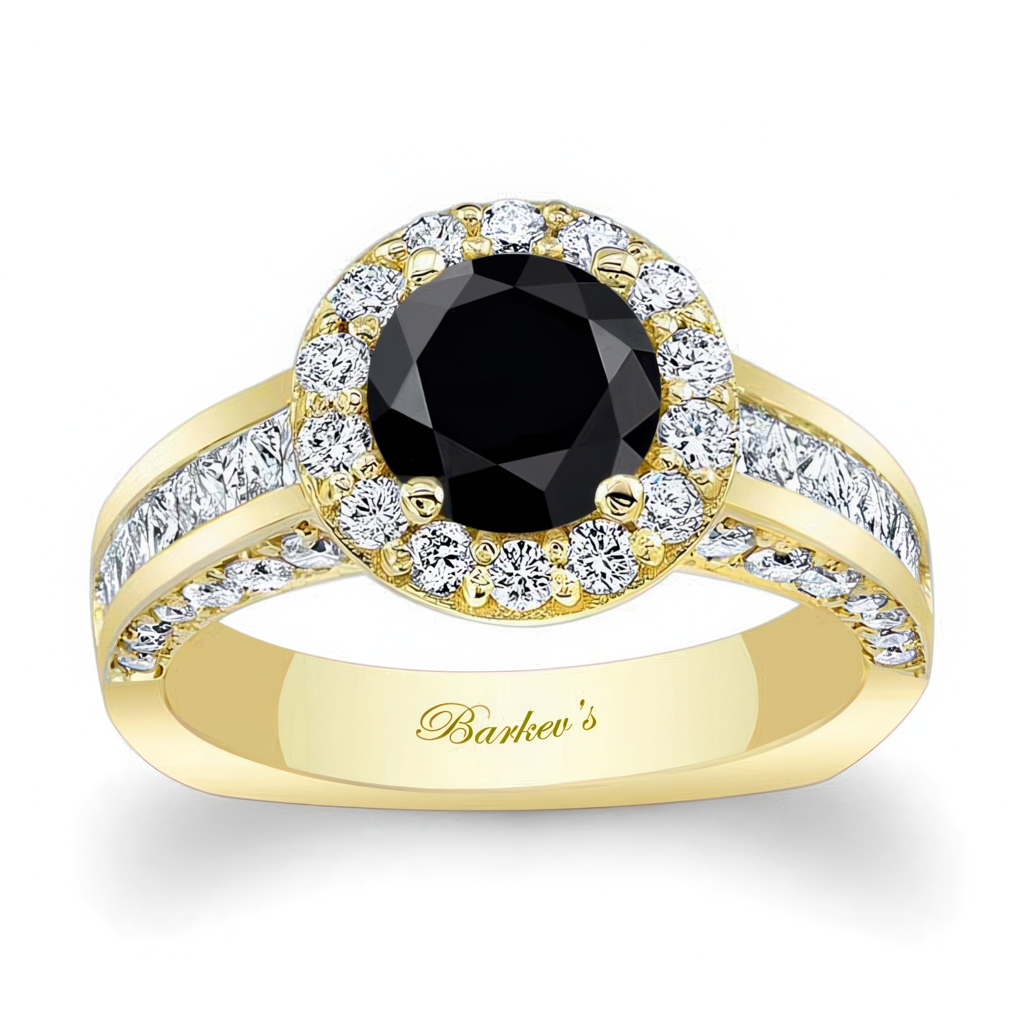 Round Cut Halo Black And White Diamond Ring