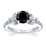 Marquise And Round Black And White Diamond Engagement Ring