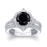 2 Carat Halo Black And White Diamond Bridal Set