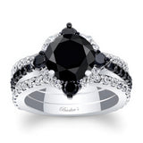 2 Carat Halo Black Diamond Set With 2 Bands
