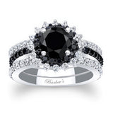 Black Diamond Sunflower Bridal Set With 2 Bands