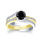 0.75 Carat Black And White Diamond Interlocking Bridal Set