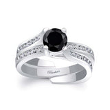 0.75 Carat Black And White Diamond Interlocking Bridal Set