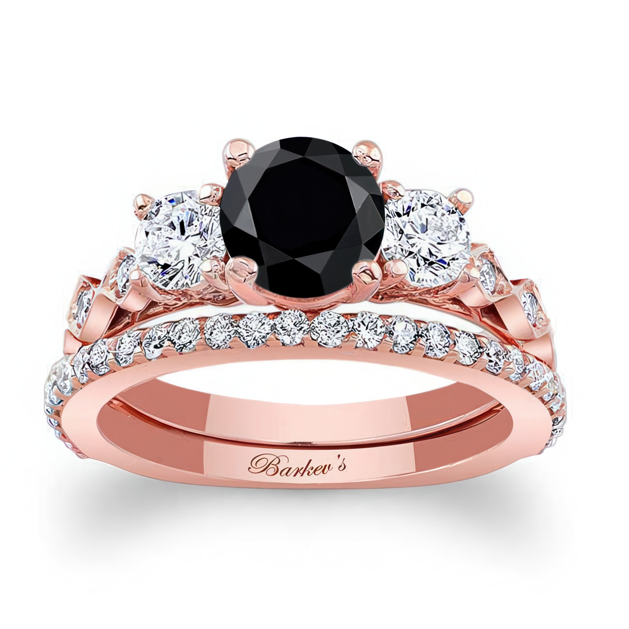 Vintage 3 Stone Black And White Diamond Ring Set