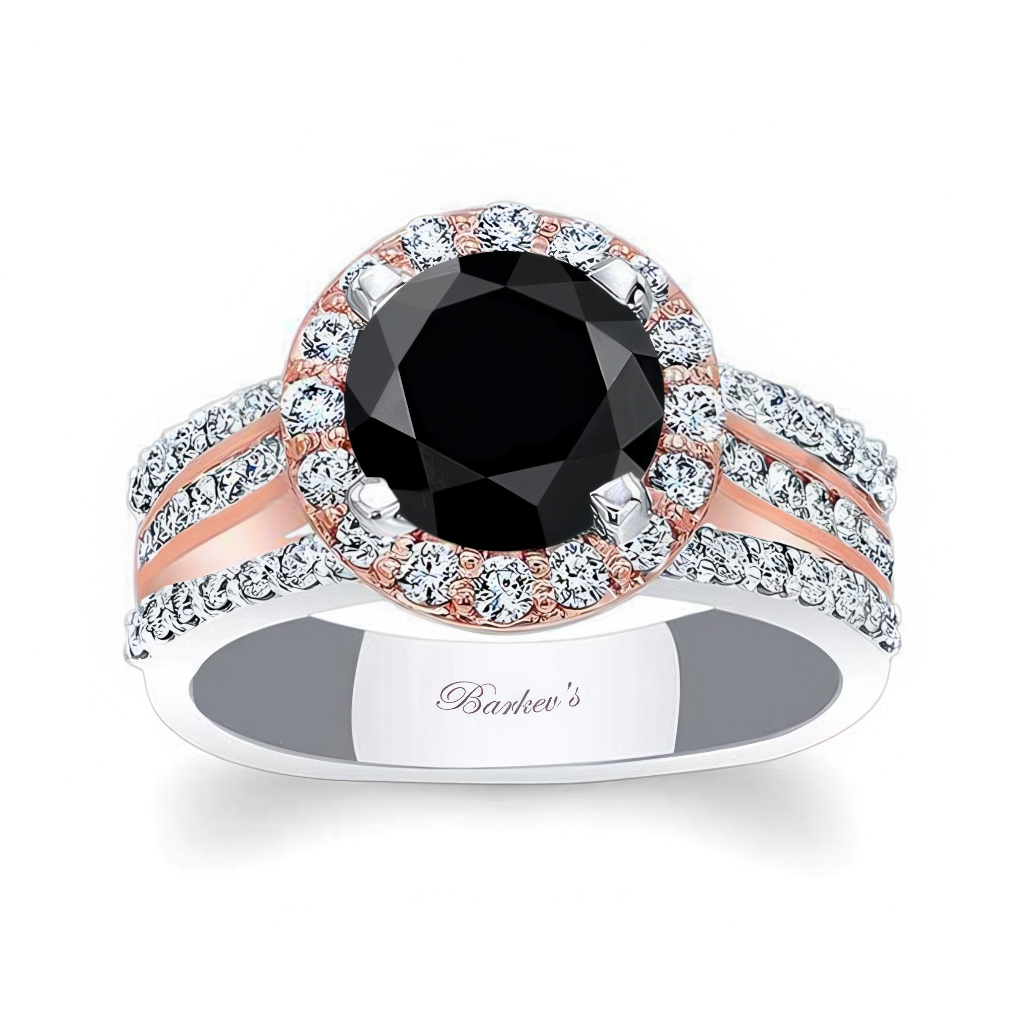 Cathedral Halo Black And White Diamond Engagement Ring