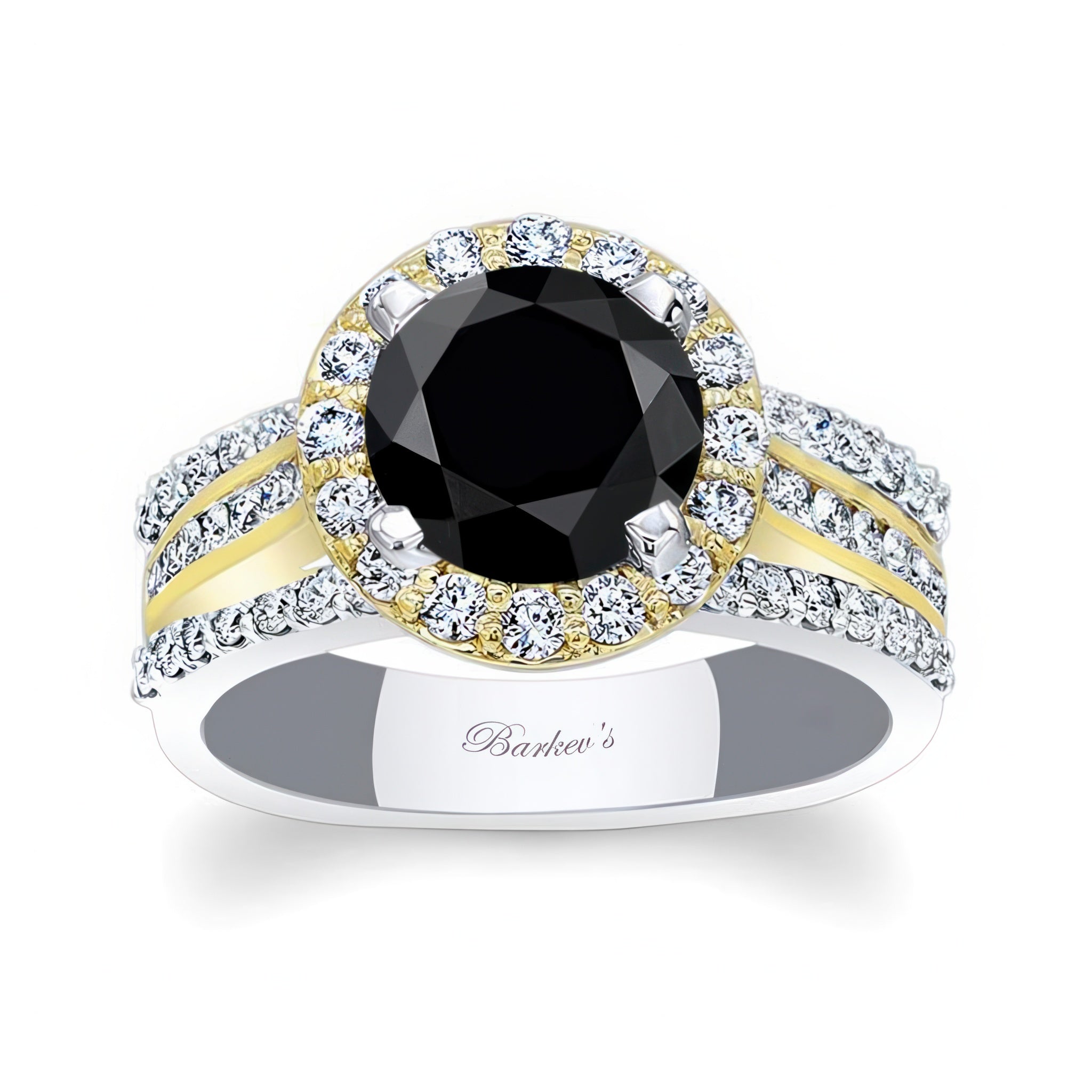 Cathedral Halo Black And White Diamond Engagement Ring