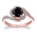 Thin Band Black And White Diamond Engagement Ring