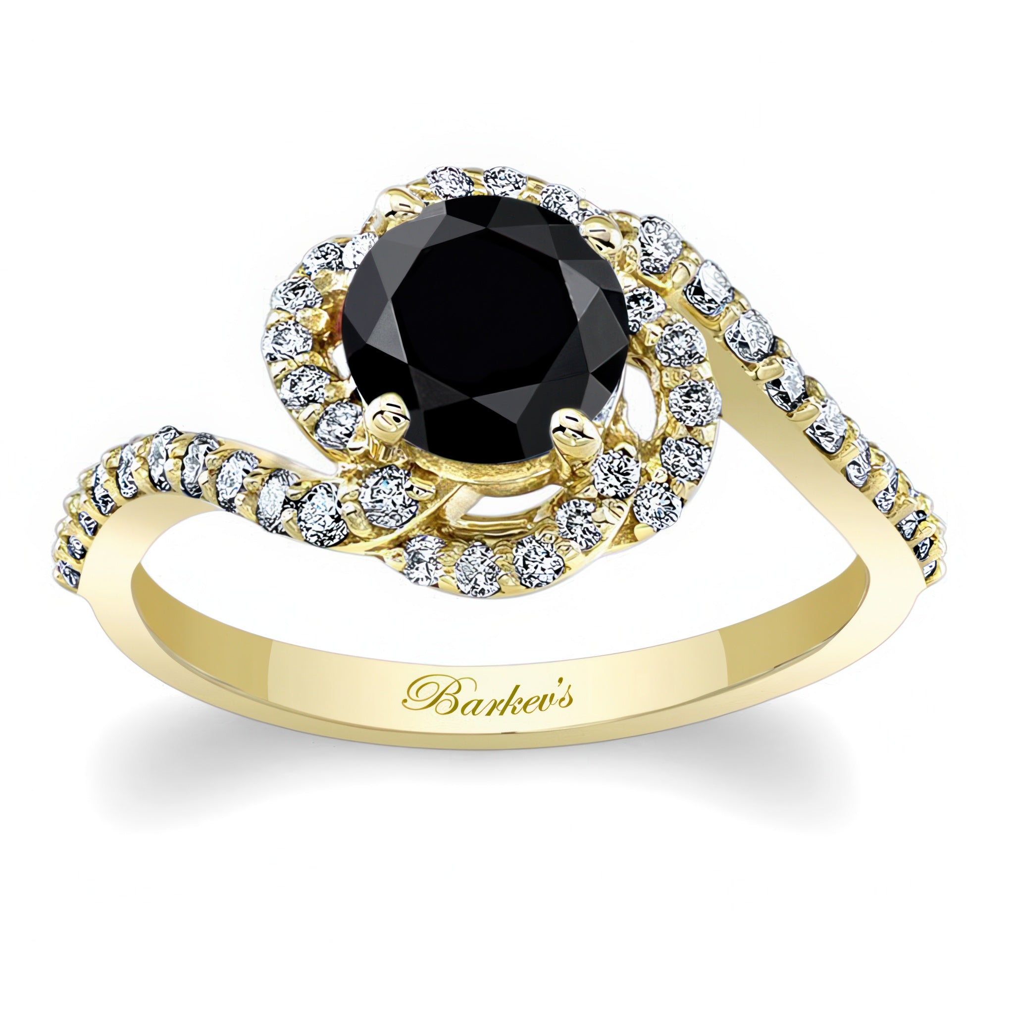 Thin Band Black And White Diamond Engagement Ring