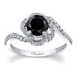 Thin Band Black And White Diamond Engagement Ring