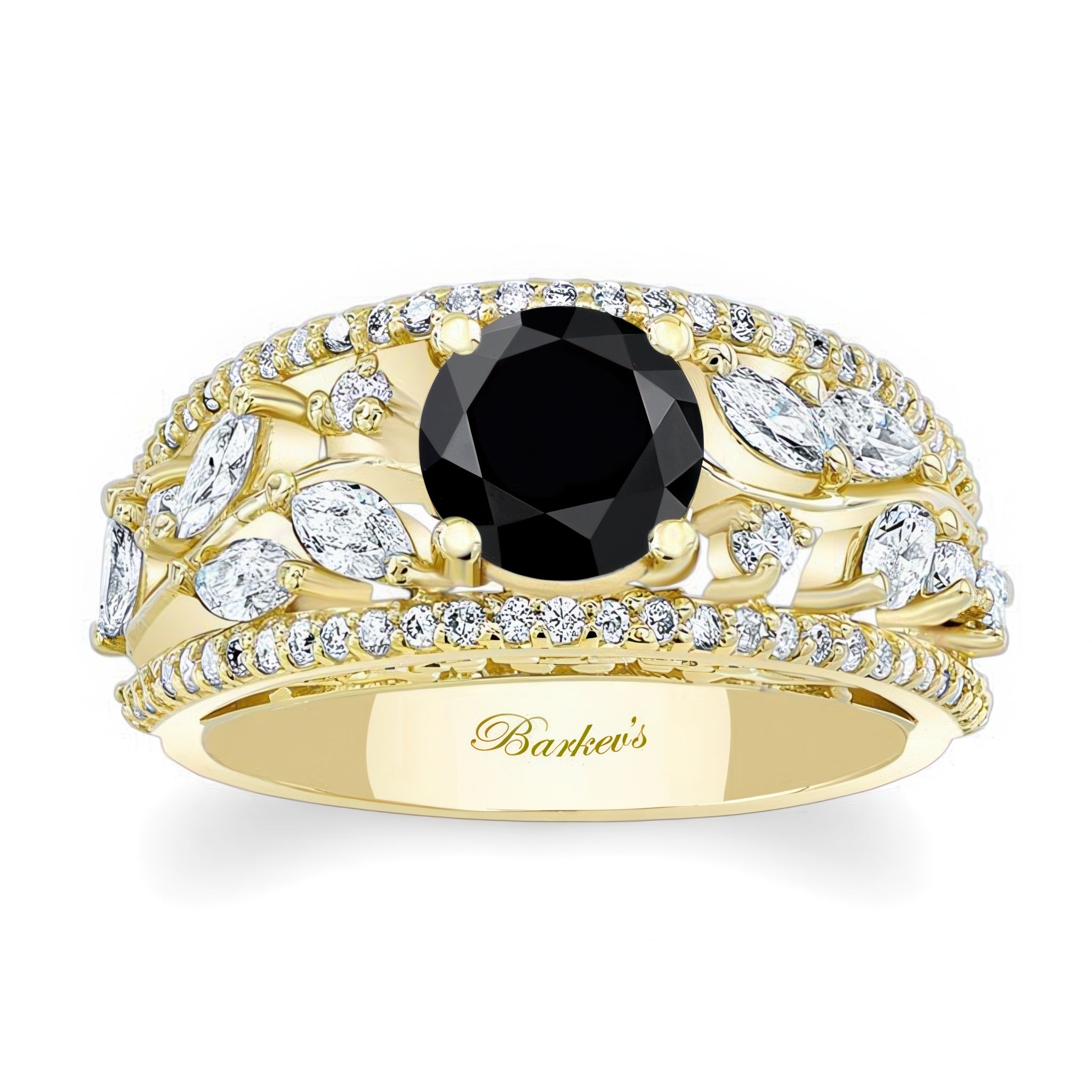 Vine Black And White Diamond Ring