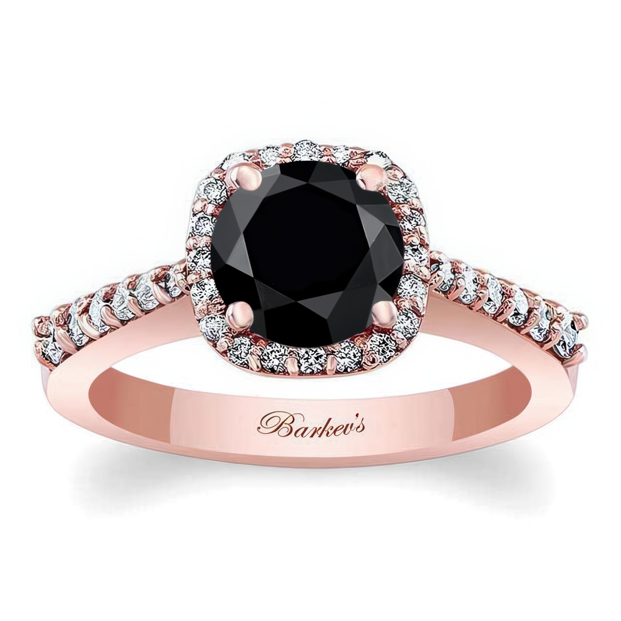 Round Black And White Diamond Halo Ring