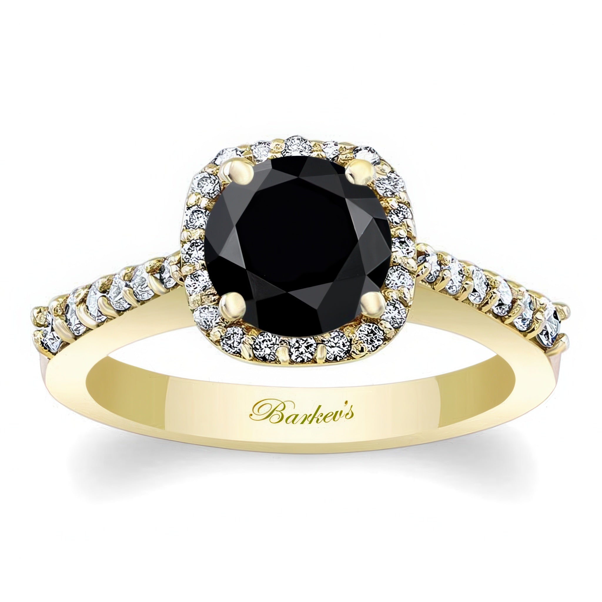 Round Black And White Diamond Halo Ring