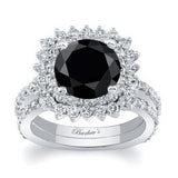 3 Carat Black And White Diamond Engagement Ring Set