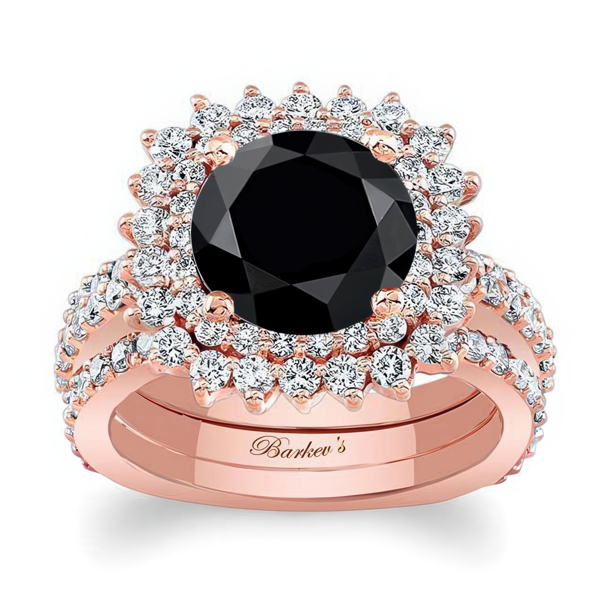 3 Carat Black And White Diamond Engagement Ring Set With 2 Bands