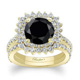 3 Carat Black And White Diamond Engagement Ring Set