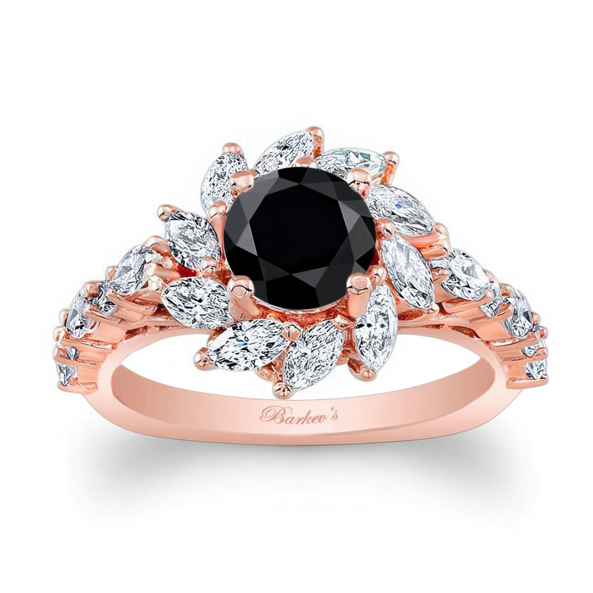 Black And White Diamond Sunflower Engagement Ring