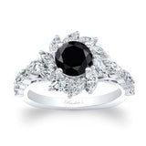 Black And White Diamond Sunflower Engagement Ring