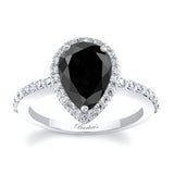 Pear Shaped Black And White Diamond Ring