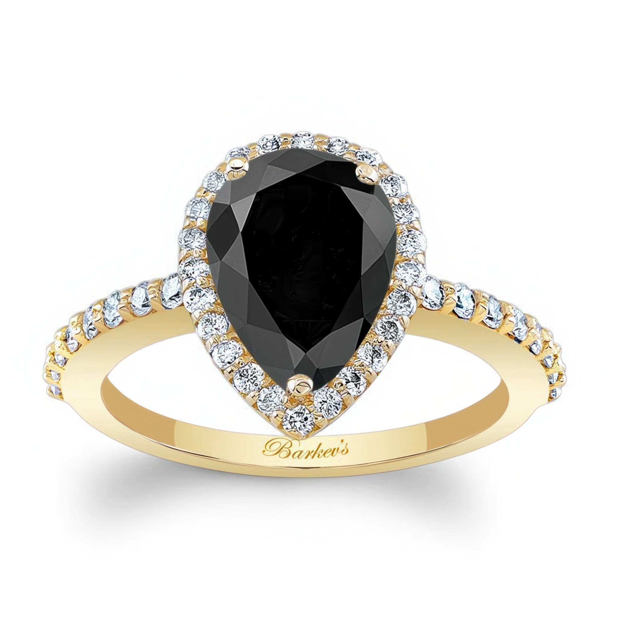 Pear Shaped Black And White Diamond Ring