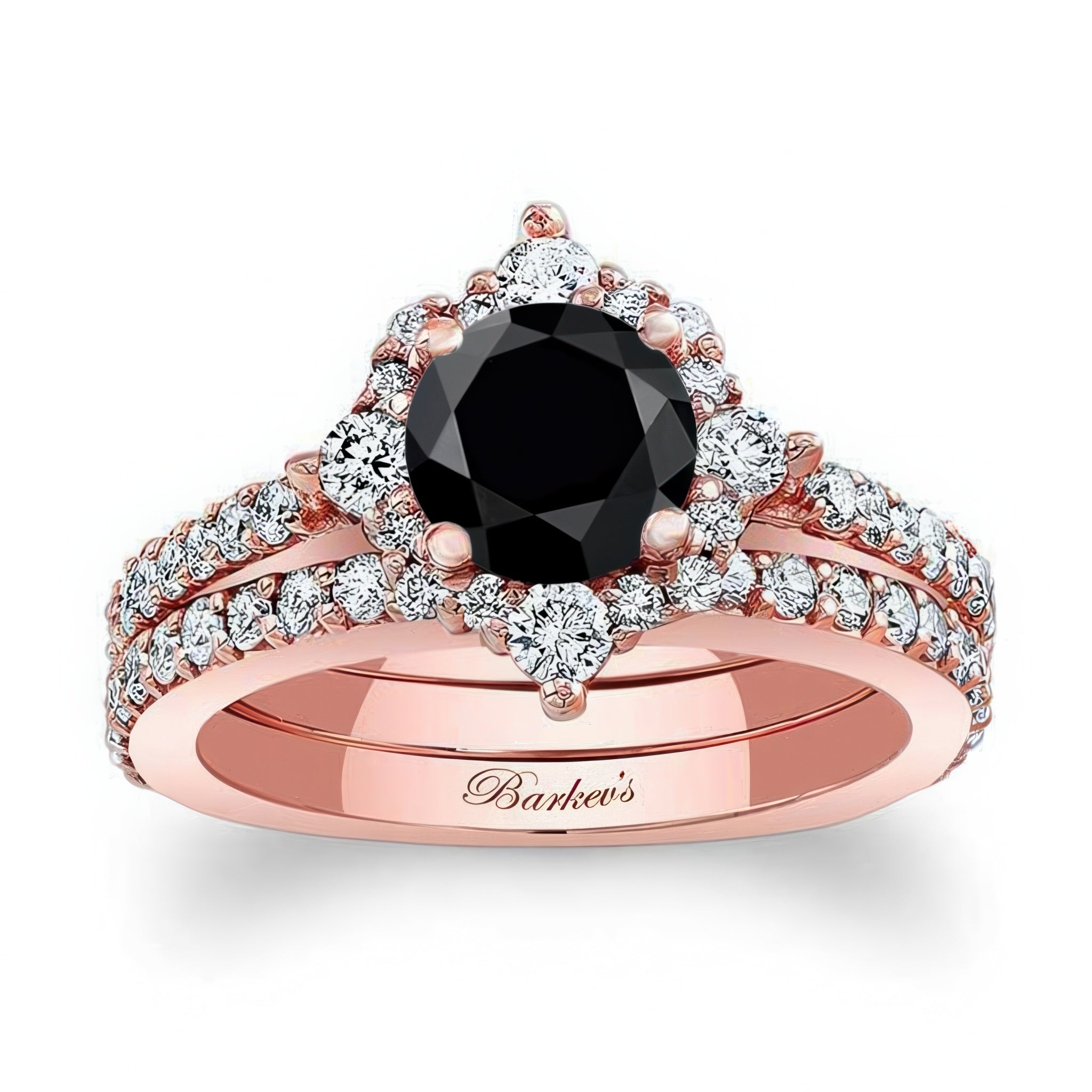 Classic Halo Black And White Diamond Bridal Set