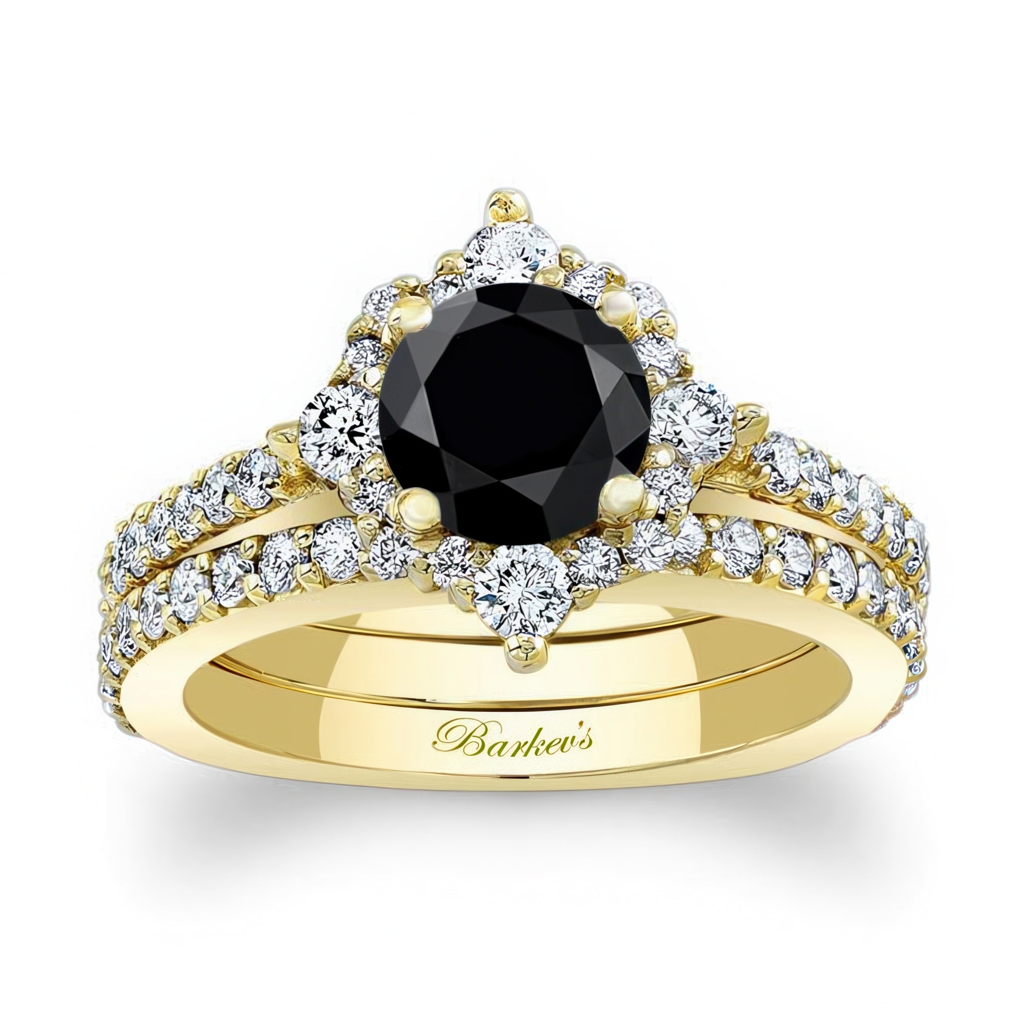 Classic Halo Black And White Diamond Bridal Set