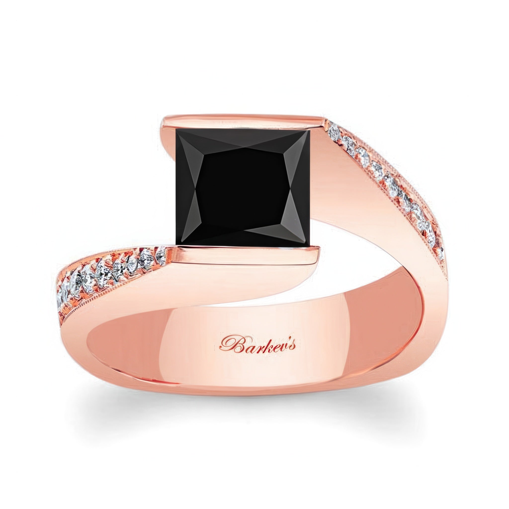 Princess Cut Black And White Diamond Channel Set Engagement Ring