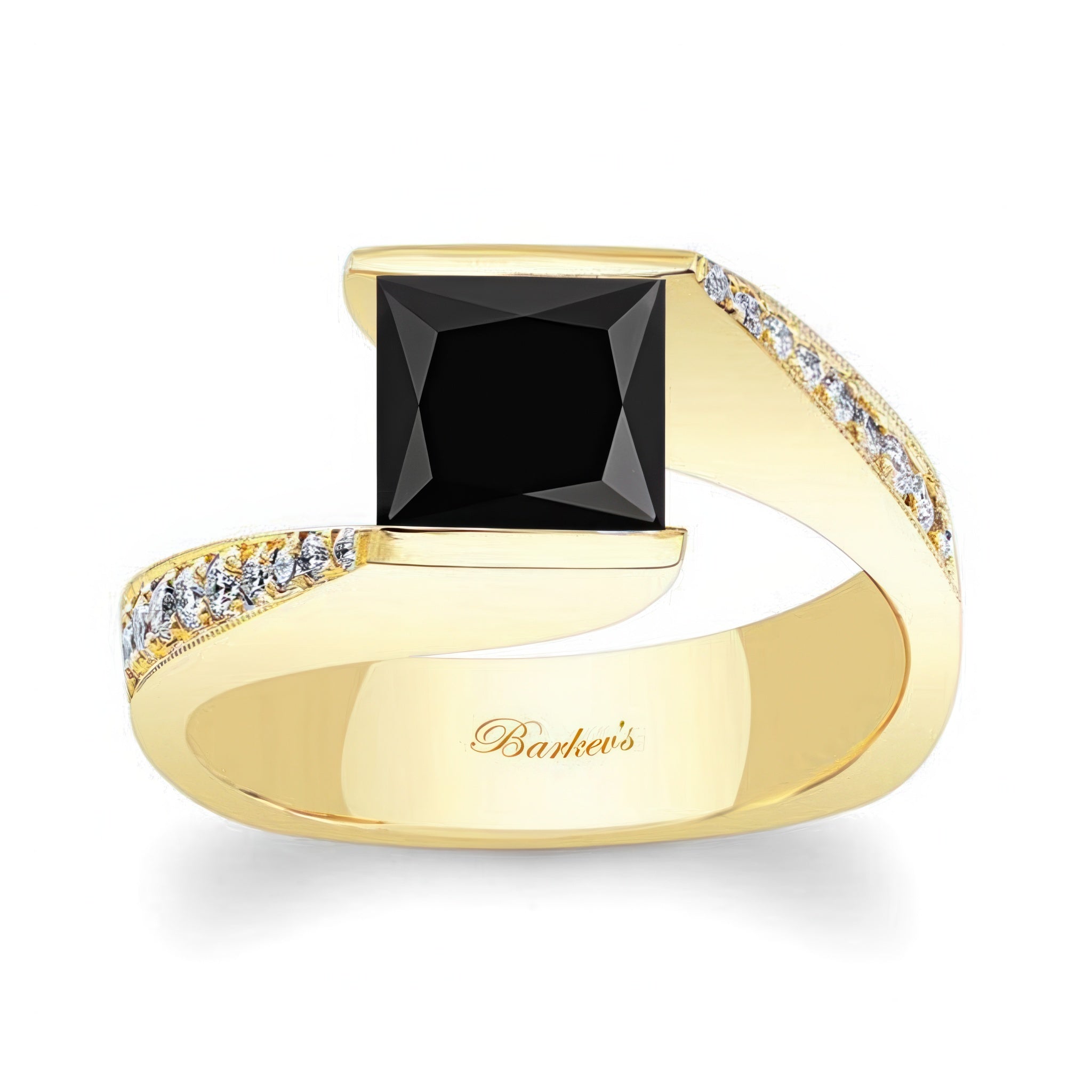 Princess Cut Black And White Diamond Channel Set Engagement Ring