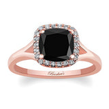 Cushion Black And White Diamond Halo Ring