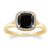 Cushion Black And White Diamond Halo Ring