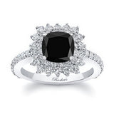 Starburst Black And White Diamond Engagement Ring