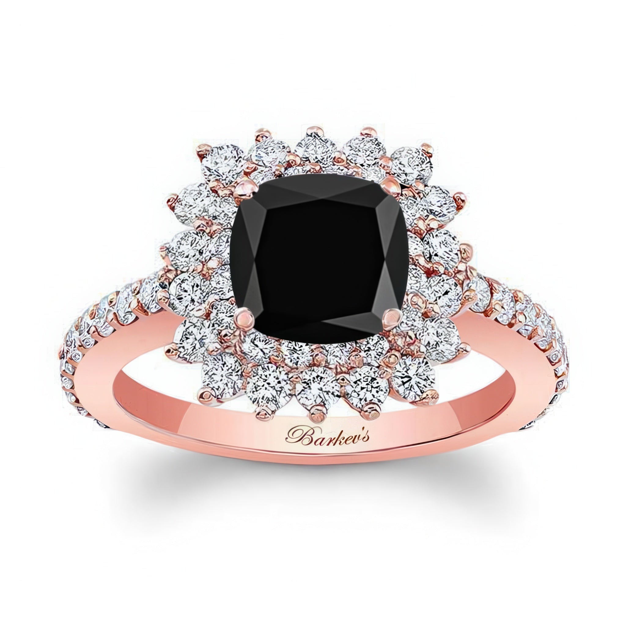 Starburst Black And White Diamond Engagement Ring