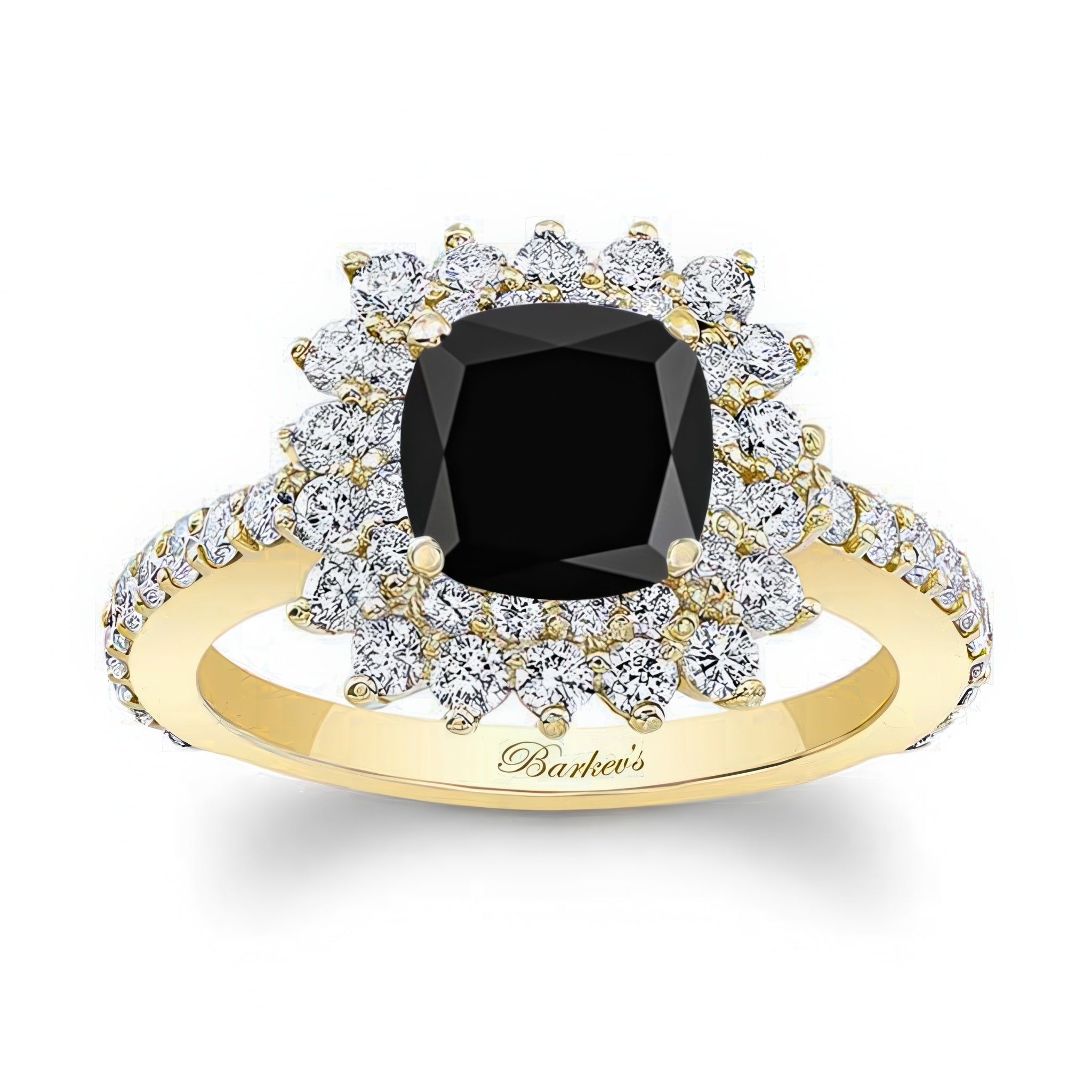 Starburst Black And White Diamond Engagement Ring